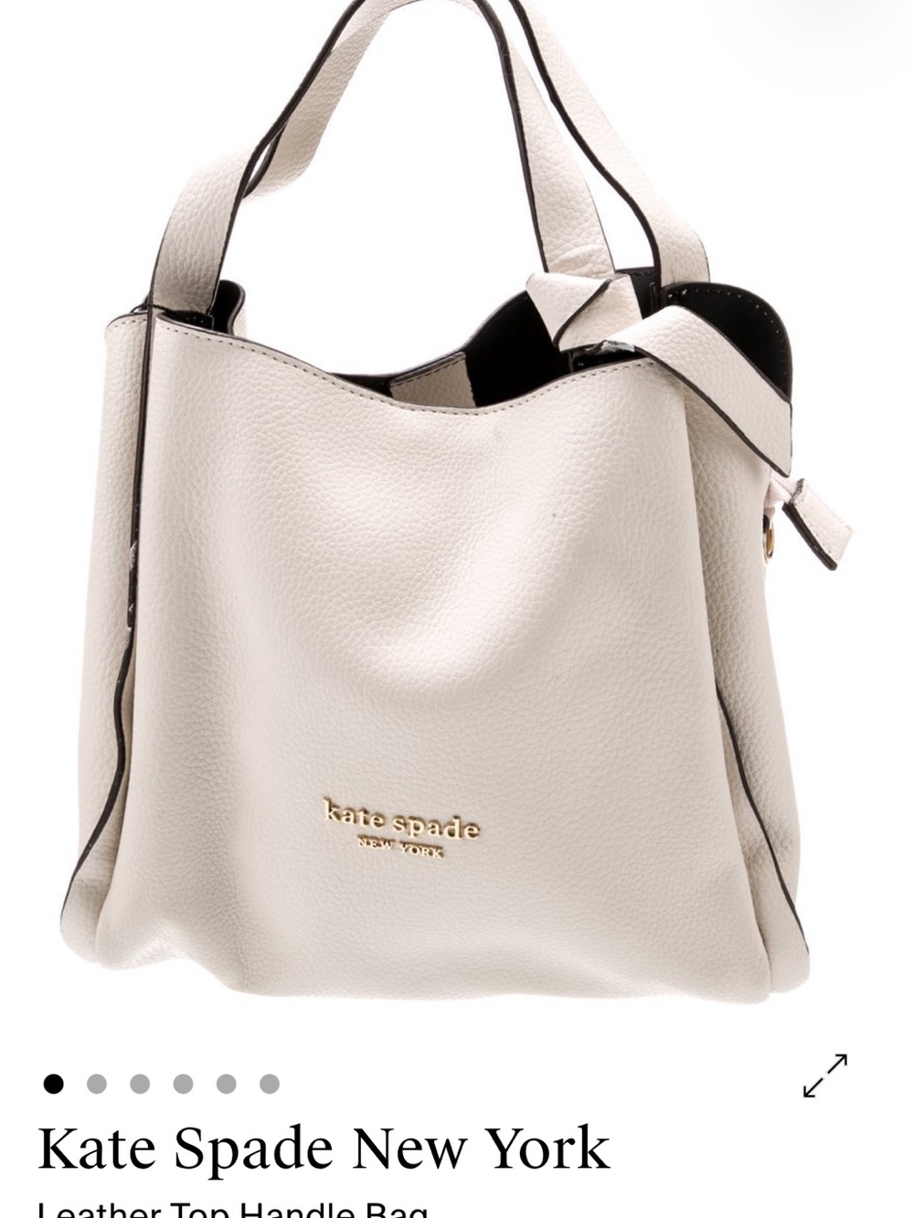 kate spade Cream Pebbled Leather Small Tote with Gold Logo